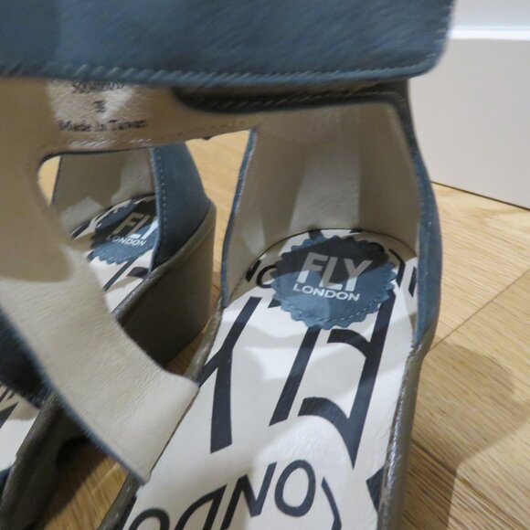 FLY LONDON Piat Wedge Suede Sandals in Forest Green Grunge Edgy Boho 7.5 - 8 - Picture 7 of 14